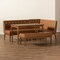 Baxton Studio Riordan Mid-Century Modern Tan Faux Leather and Walnut Brown Finished Wood 4-Piece Dining Nook Set 186-11361-10839-9305-Zoro - alternate 2